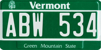 VT license plate ABW534