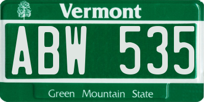 VT license plate ABW535