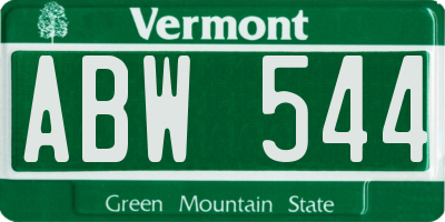VT license plate ABW544