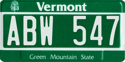VT license plate ABW547