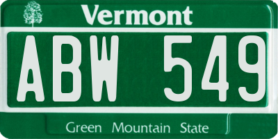 VT license plate ABW549