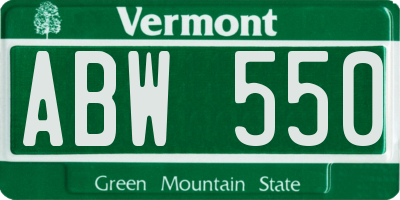 VT license plate ABW550