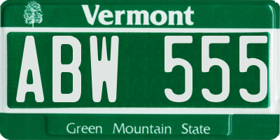 VT license plate ABW555