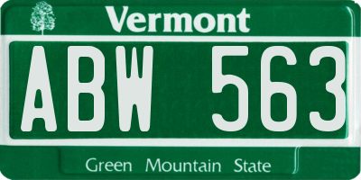 VT license plate ABW563