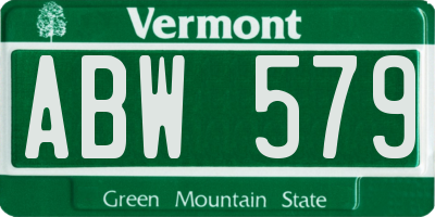 VT license plate ABW579