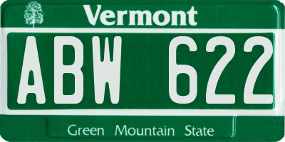 VT license plate ABW622