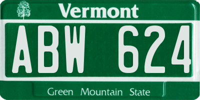 VT license plate ABW624