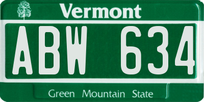 VT license plate ABW634