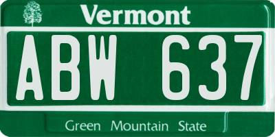 VT license plate ABW637