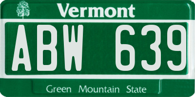 VT license plate ABW639
