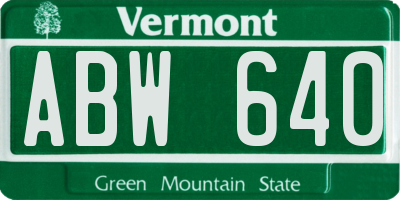 VT license plate ABW640