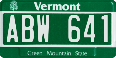 VT license plate ABW641