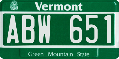 VT license plate ABW651