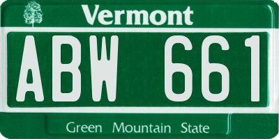 VT license plate ABW661