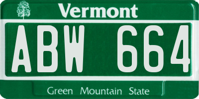 VT license plate ABW664