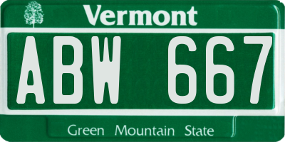 VT license plate ABW667