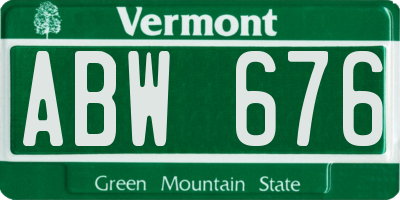 VT license plate ABW676
