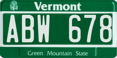 VT license plate ABW678