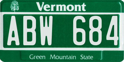VT license plate ABW684