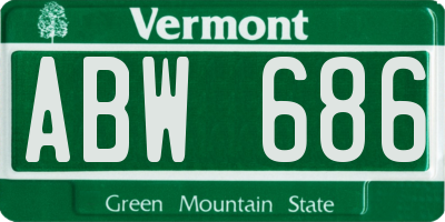 VT license plate ABW686