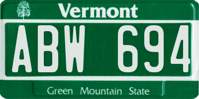 VT license plate ABW694