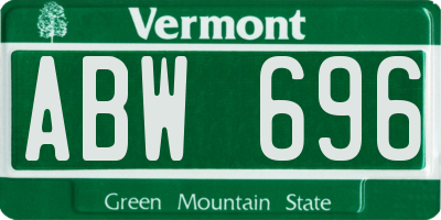 VT license plate ABW696