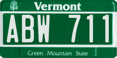 VT license plate ABW711
