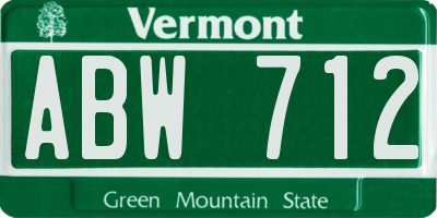VT license plate ABW712