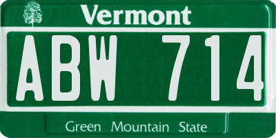 VT license plate ABW714