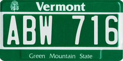 VT license plate ABW716