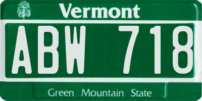 VT license plate ABW718