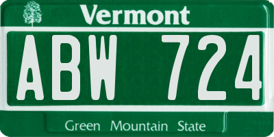 VT license plate ABW724