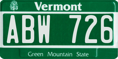 VT license plate ABW726