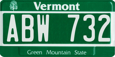 VT license plate ABW732