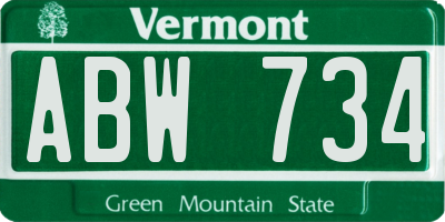 VT license plate ABW734