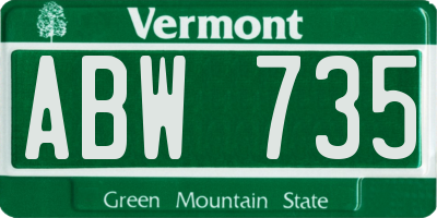 VT license plate ABW735