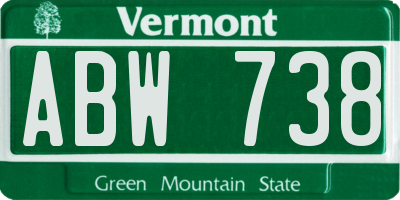 VT license plate ABW738