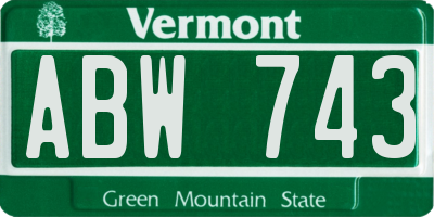 VT license plate ABW743