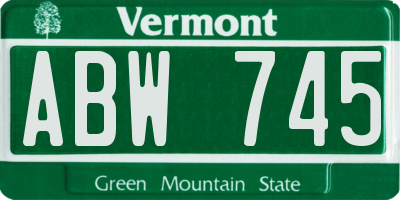 VT license plate ABW745