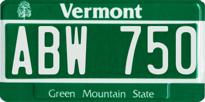 VT license plate ABW750