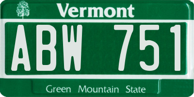 VT license plate ABW751
