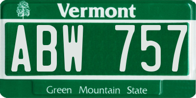 VT license plate ABW757