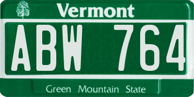 VT license plate ABW764