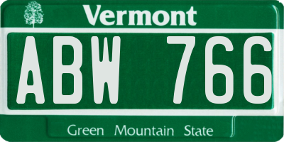 VT license plate ABW766