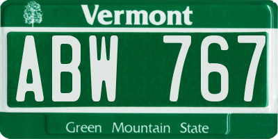 VT license plate ABW767