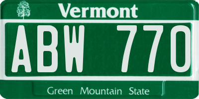 VT license plate ABW770
