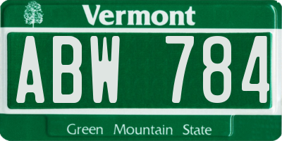 VT license plate ABW784