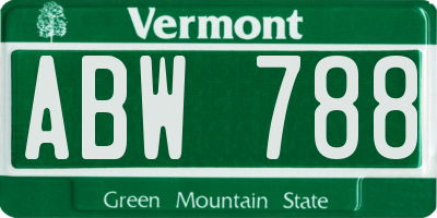 VT license plate ABW788