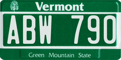 VT license plate ABW790