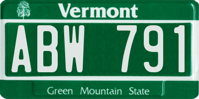 VT license plate ABW791